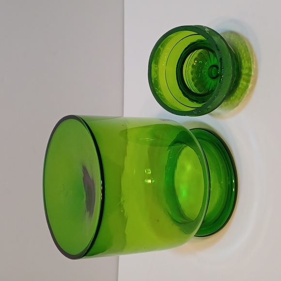 X-LARGE MCM Centerpoint Japan Apple Green Handblown Glass Apothecary Jar w/Lid - Picture 3 of 7
